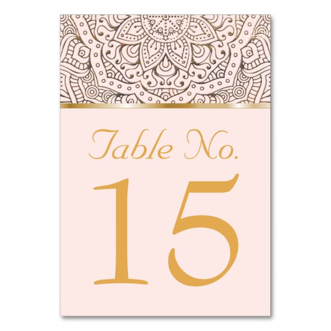 Guld för Mandala för bröllopbordsnummer | Boho Bordsnummer (Framsidan)