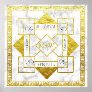 Guld för marmor för art décorepetition poster
