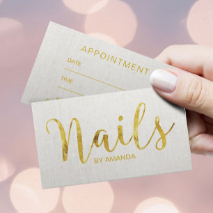 Guld för nagelsalongmanicuristen skrivar tidsbeställning kort