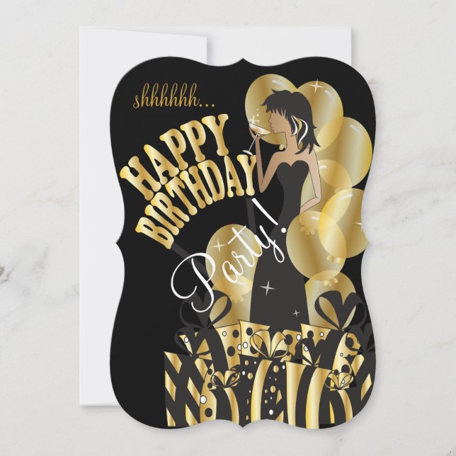 Guld för namn | för grattis på inbjudningar (Framsida)