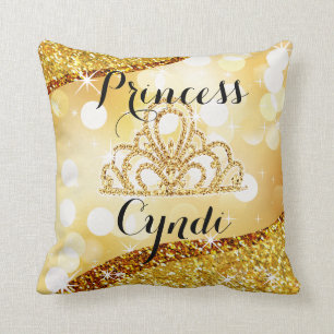 Guld för Princess Tiara Blänka Bling Bokeh Kudde