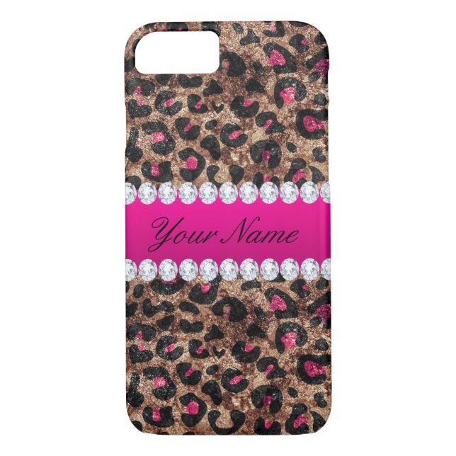 Guld för ron för FauxLeopardshock rosa Case-Mate iPhone Skal (Baksida)
