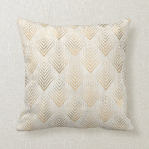 Guld för Sepia för netto elfenben för art déco Kudde