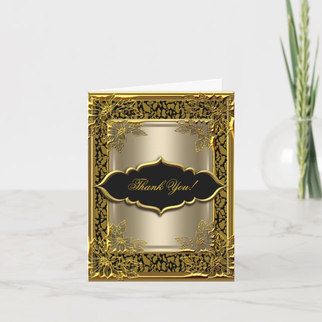 Guld för svart för kaffe för tackkort elegantt (Framsida)