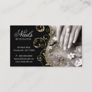 Guld för svart för nagelsalongvisitkort visitkort