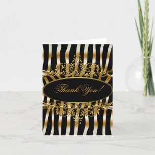 Guld för svart för sebra för tackkort elegantt