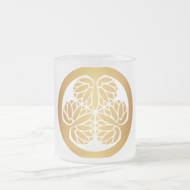 Guld för Tokugawa Aoi japanskt Måndag Frostad Glasmugg (Center)