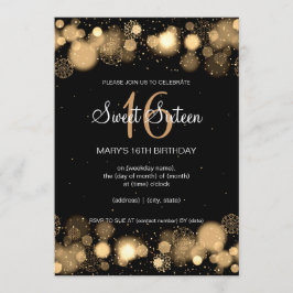 Guld för vintersweet sixteenfödelsedagsfest inbjudningar