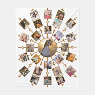 Guld för vit för bilder för familjfotoCollage 2 Fleecefilt