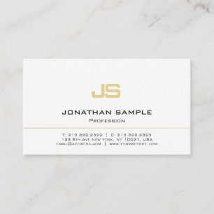 Guld för vit för Minimalistic Monogramslätt Visitkort