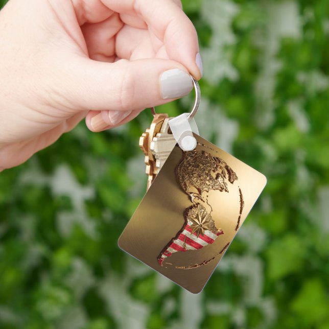 Guld Förenade Stater Karta #2 Nyckelring (Hand)