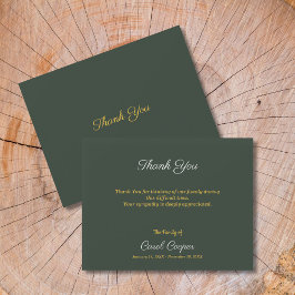 Guld & Forest Grönt Funeral Tackkort Card Tack Kort