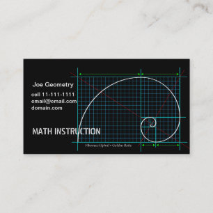 Guld- förhållande, Fibonacci spiral, färgteckni Visitkort