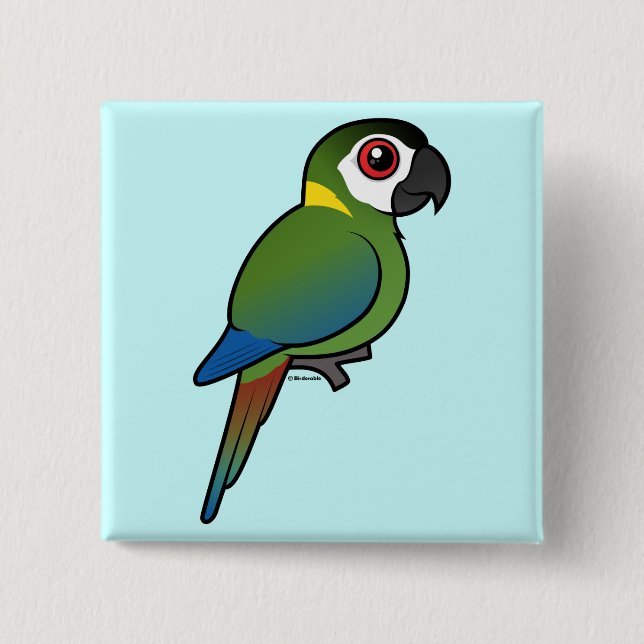 Guld--försedd med krage Macaw Knapp (Framsida)
