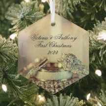 Guld Första jul tillsammans Datum Ringar Elegant