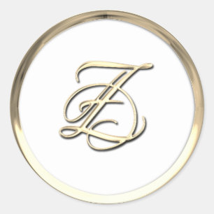 Guld första monogram Z-skript Valfri Färg Runt Klistermärke