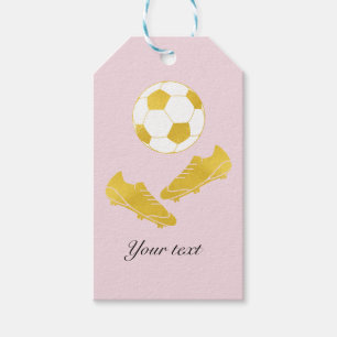 Guld Fotboll Cleats Boll Rosa Presentetikett