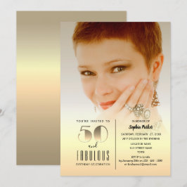 Guld Foto 50:e födelsedagen Inbjudningar