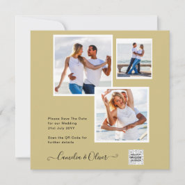 Guld Foto Bröllopsinbjudan QR-kod Rädda Datum