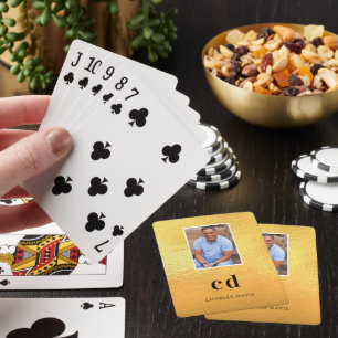 Guld foto monogram initialer namn casinokort