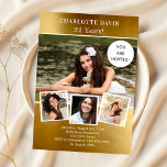 Guld fotokollage lyxdag inbjudningar<br><div class="desc">Skapa din egen unika fotokollage. Använda fyra,  fyra av dina favoritfoton. Anpassa och lägg till information om namn och party. En faux guld tittar bakgrund,  vit text.</div>