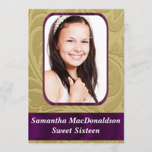 Guld fotomall, sweet sixteen inbjudningar