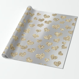 Guld Foxier Hearts Confetti Metallic Silver Sparkl Presentpapper