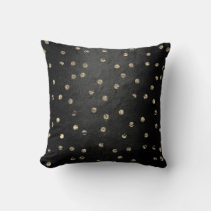 Guld Foxier Ro Black Rosa Metallic Polka dots Kudde