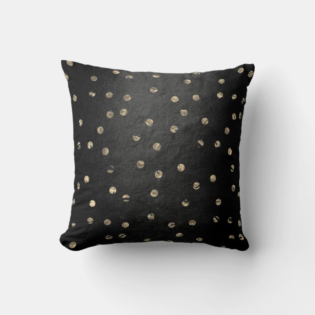 Guld Foxier Ro Black Rosa Metallic Polka dots Kudde (Framsida)