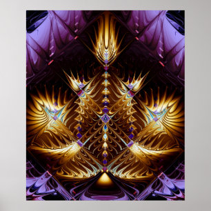 Guld Fractal Dekoration Poster