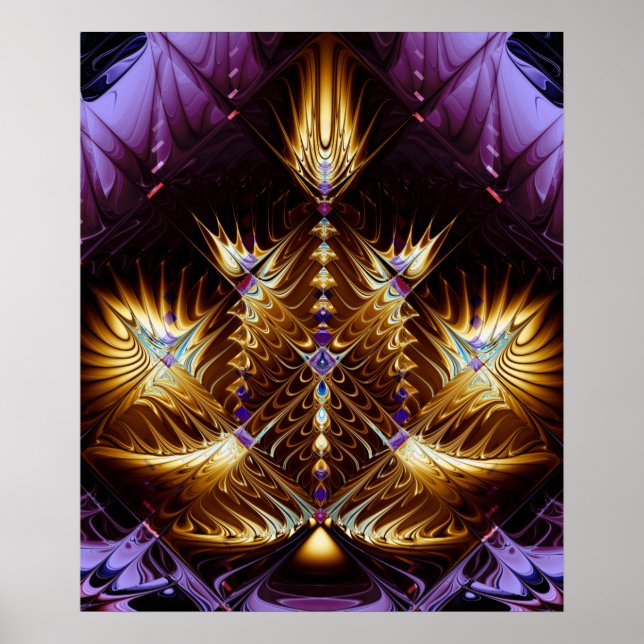 Guld Fractal Dekoration Poster (Framsidan)