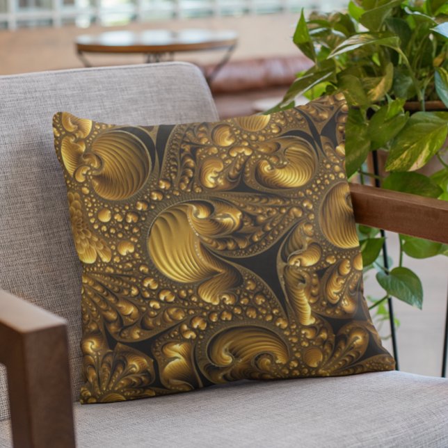 Guld Fractal Metallic look Kudde (Skapare uppladdad)