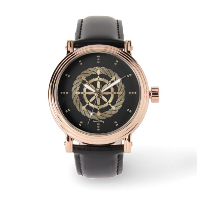 Guld Frakt Wheel Armbandsur (Framsida)