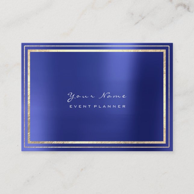 Guld Framed Minimum Metallic Cobalt Sapphire Blue Visitkort (Framsida)