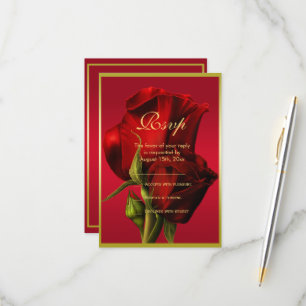 Guld Framed Romantic Röd ros Birthday OSA Kort