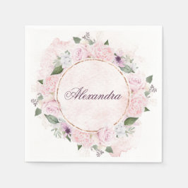 Guld FrameFloral Personal Namn Rosa ros Pappersservett