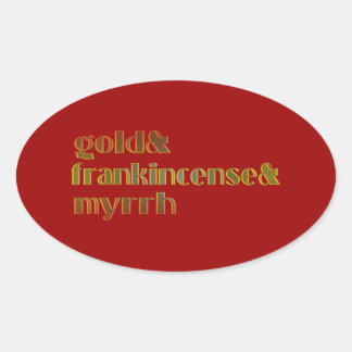 Guld & Frankincense & Myrrh Ovalt Klistermärke