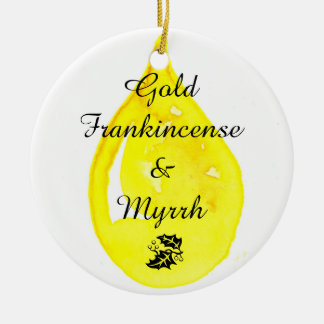 Guld, Frankincense och Myrrh. Prydnad Julgransprydnad Keramik