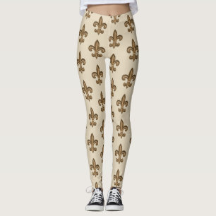 Guld- Fransk Fleur de Lis Mönstra Leggings