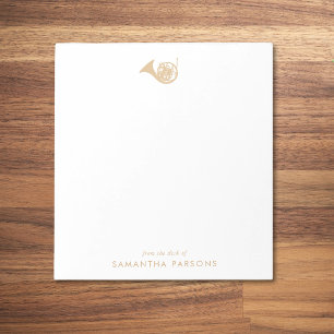 Guld Fransk Horn Simple Elegant Music Lärare Anteckningsblock