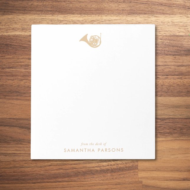 Guld Fransk Horn Simple Elegant Music Lärare Anteckningsblock (Skapare uppladdad)
