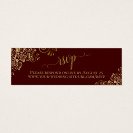 Guld Frills Auburn Brown Bröllop OSA Online Card Litet Visitkort
