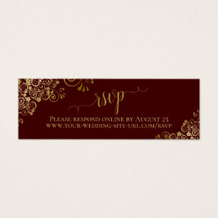 Guld Frills Auburn Brown Bröllop OSA Online Card Litet Visitkort