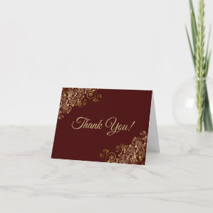 Guld Frills Elegant Auburn Brown Bröllop Photo Tack Kort