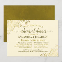 Guld Frills Ivory Cream Bröllop Rehearsal & Middag