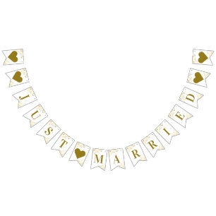 Guld Frills on White Ny gifta Newlyweds Vimplar