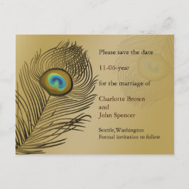 guld friock bröllop spara datum meddelande vykort