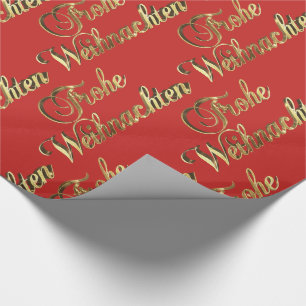 Guld- Frohe Weihnachten tysk jul som är röd och Presentpapper