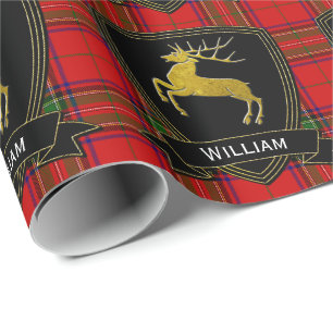 Guld- fullvuxen hankronhjortStewart Tartan Presentpapper