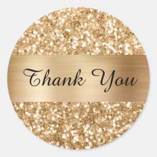 Guld Fyrkantig Glitter Shimmer Rems Folie Runt Klistermärke